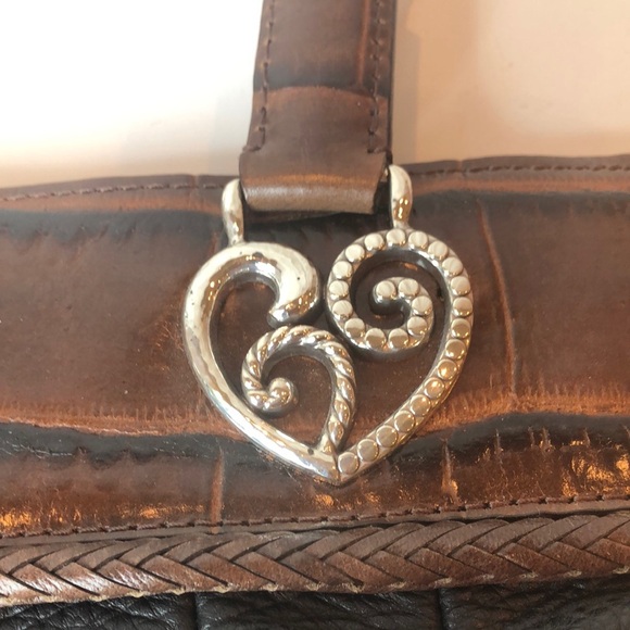 Vintage Brighton Carolyn Black Brown Leather Shoulder Bag Purse Pleated Design - Picture 8 of 16